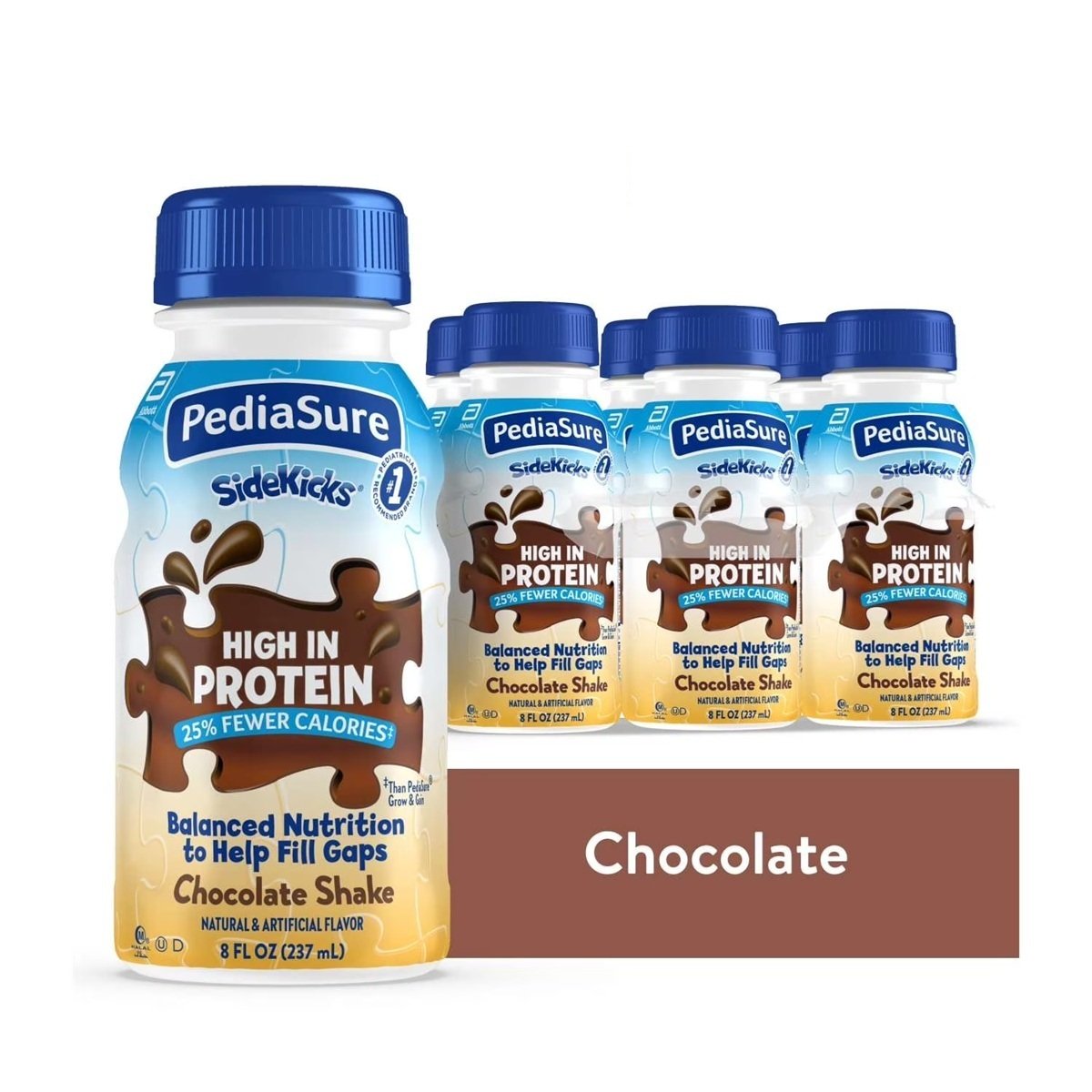 PediaSure SideKicks, Kids Protein Shake, Chocolate, 8-fl-oz Bottle, Pack of 6