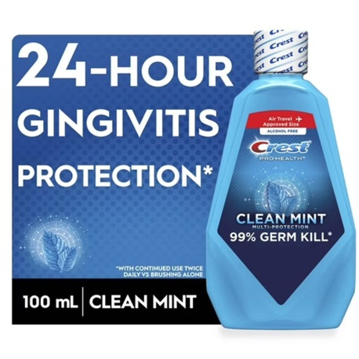 Crest Pro-Health Multi-Protection Travel Size Mouthwash, Alcohol Free, Mint, 100 mL