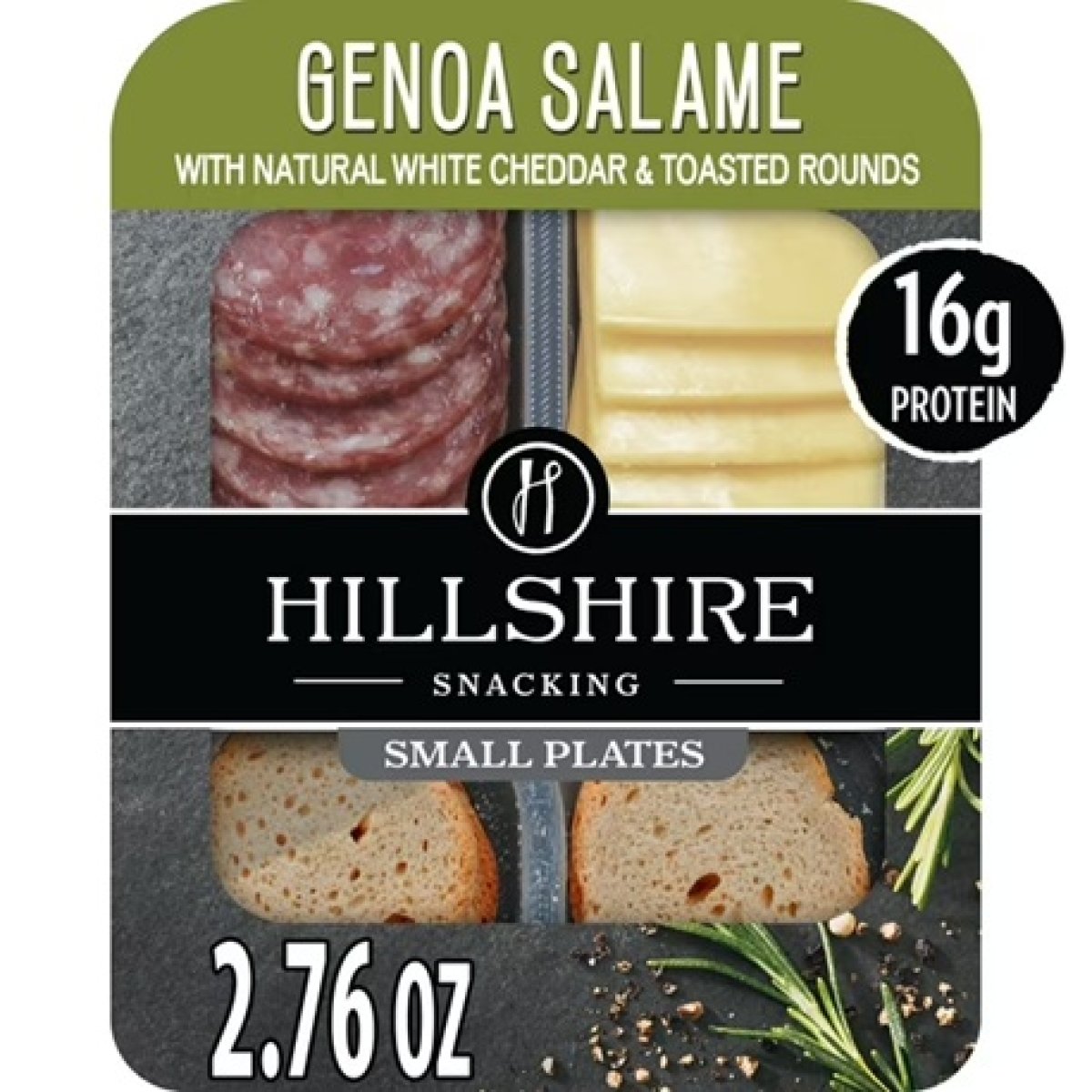 Hillshire Snacking Protein Genoa Salami, White Cheddar Cheese, Toasted Meat Snack Kit, 2.76 oz (Refrigerated)