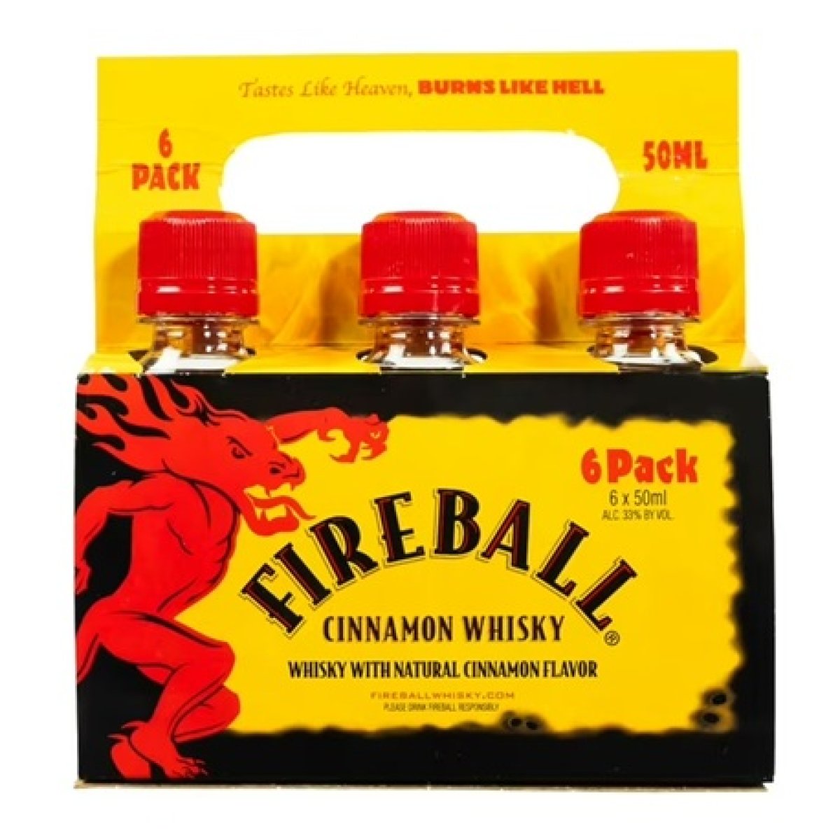 Fireball Cinnamon Whisky, 50ml Bottles, 6 Units, 33% Alcohol