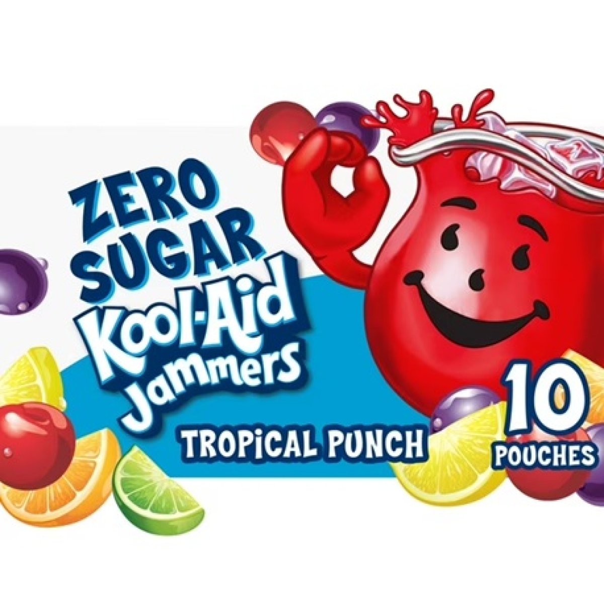 Kool-Aid Jammers Tropical Soda with Artificial Flavor Zero Sugar, Box of 10 Units, 6 fl oz Bags