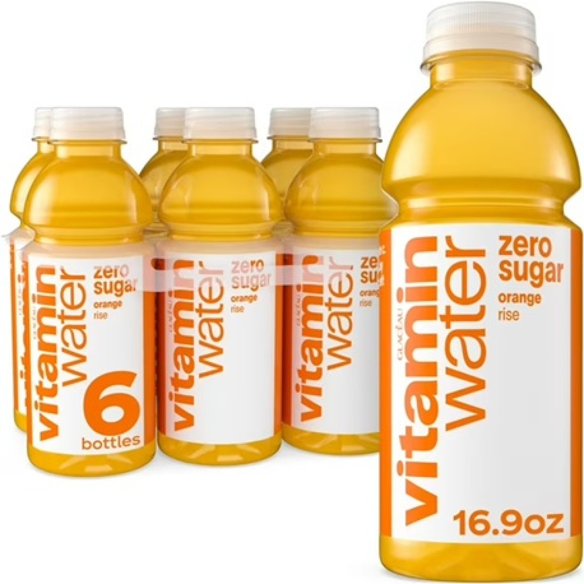 vitaminwater Rise Zero Sugar Orange Flavored Water Drink, 16.9 fl oz, 6 Bottle Pack