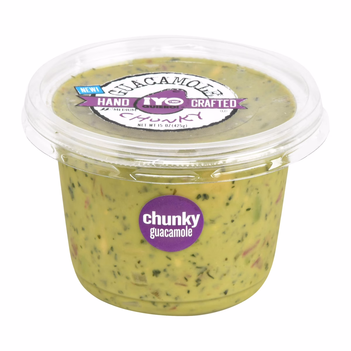 ¡Yo Quiero! Fresh Produce, Refrigerated, Hand Crafted Chunky Guacamole Dip, 15 oz Tub