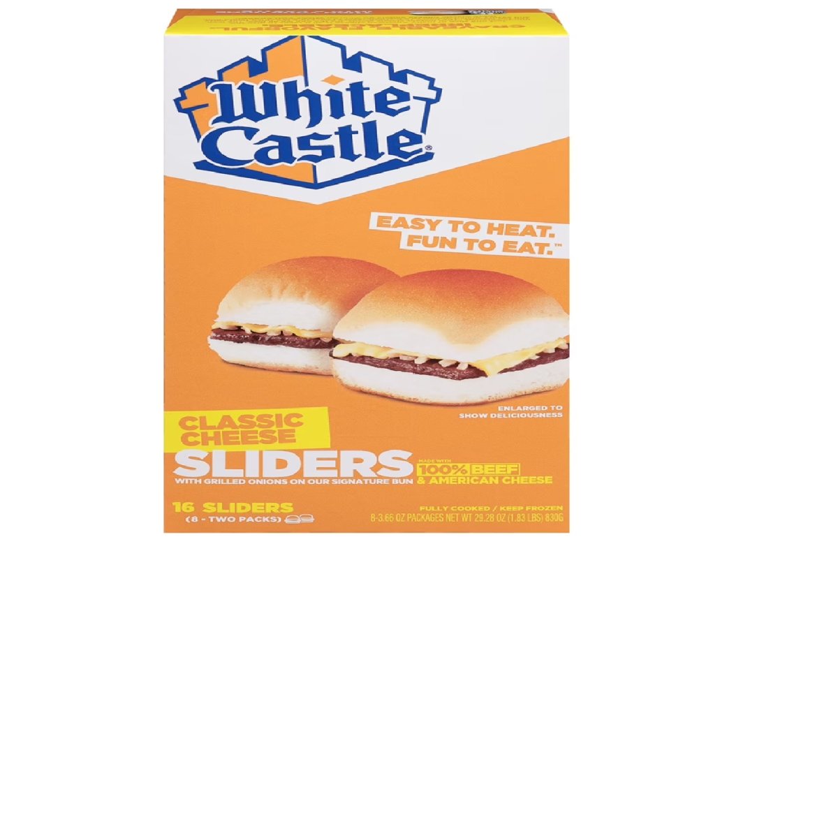 White Castle Classic Cheese Sliders 800g, 16 Count (Frozen)