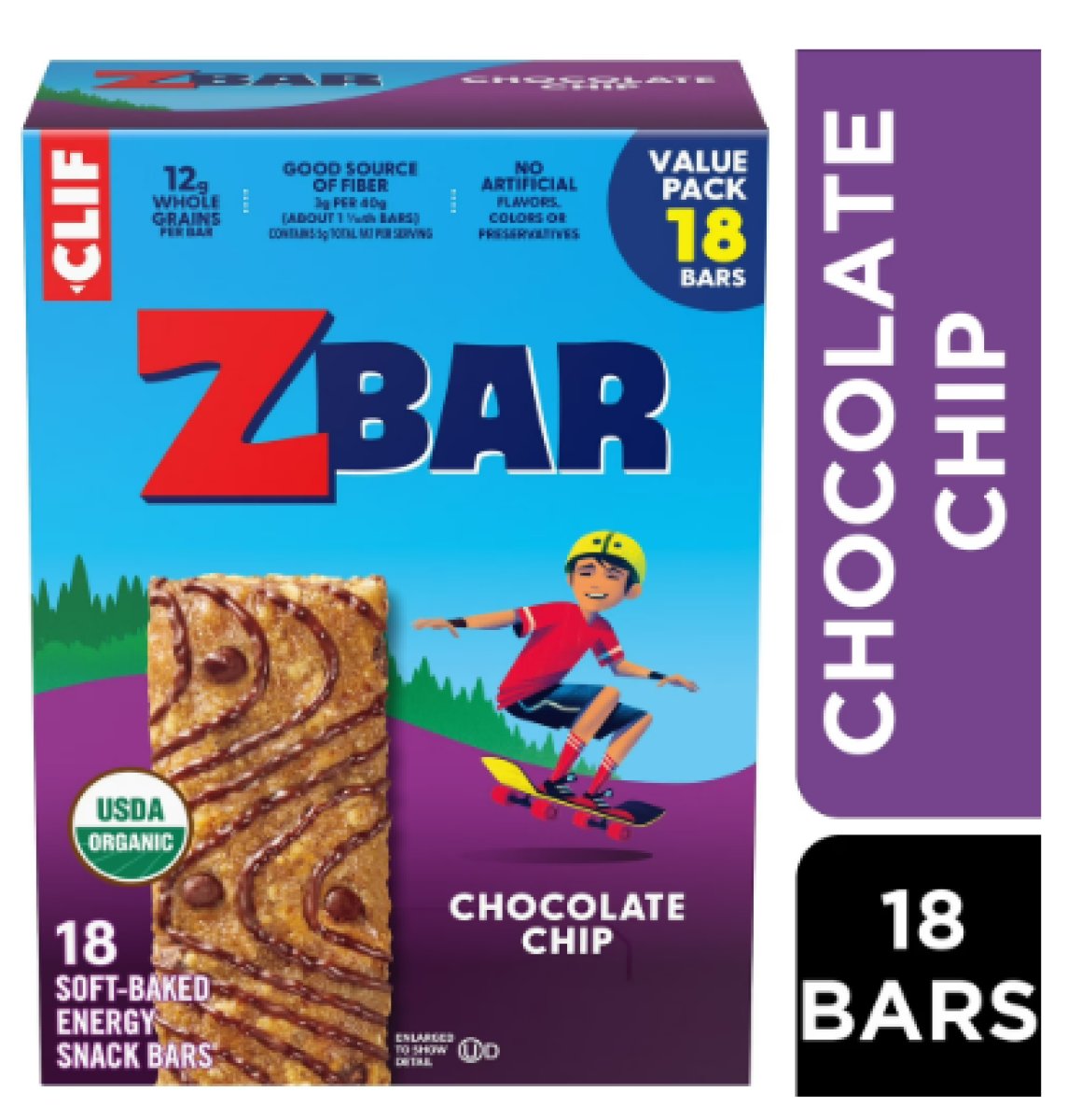 Zbar Soft Baked Snack Bars with Chocolate Chip Flavor Organic Granola Bars, 18 Count