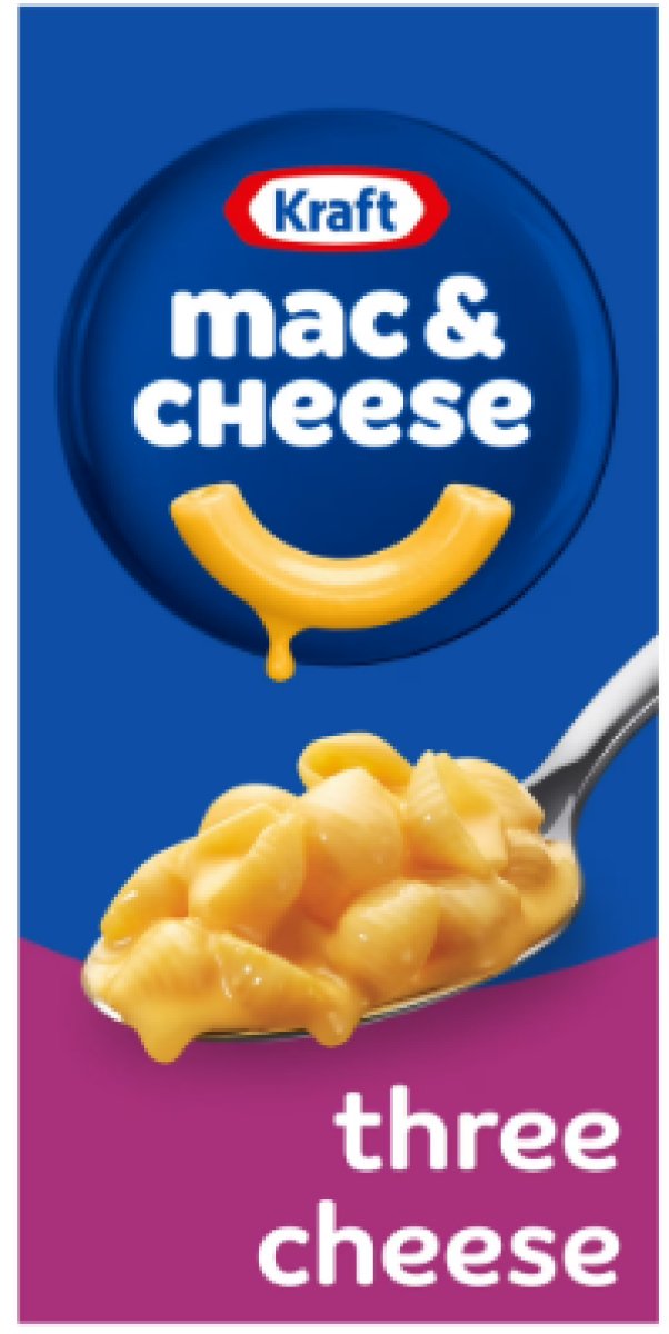 Kraft Three Cheese Mac 'n Cheese Dinner with Mini-Shell Pasta, 7.25 oz Box, Non-Perishable