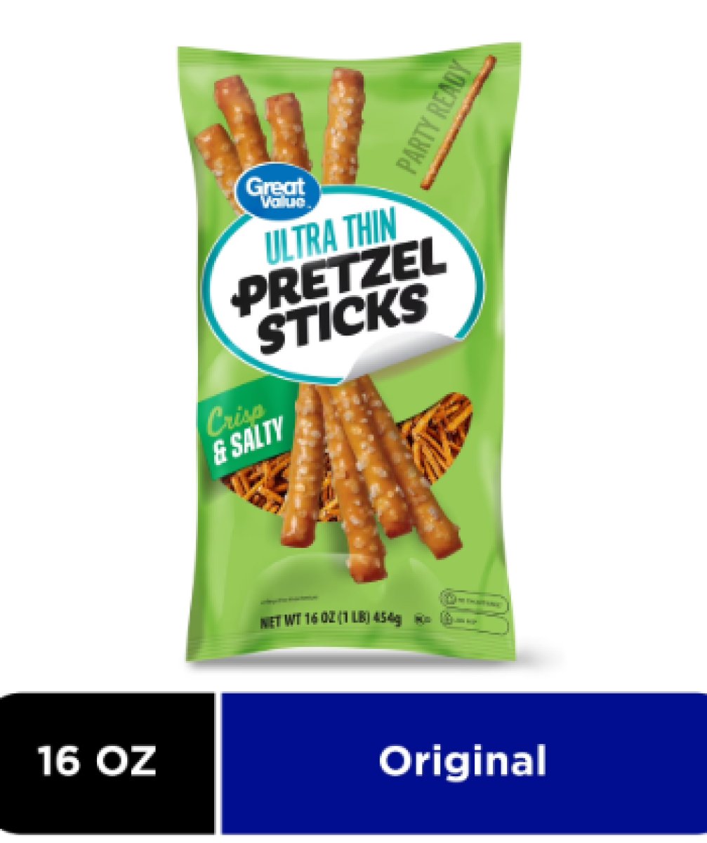 Great Value Ultra Thin Salted Pretzel Sticks 16 oz