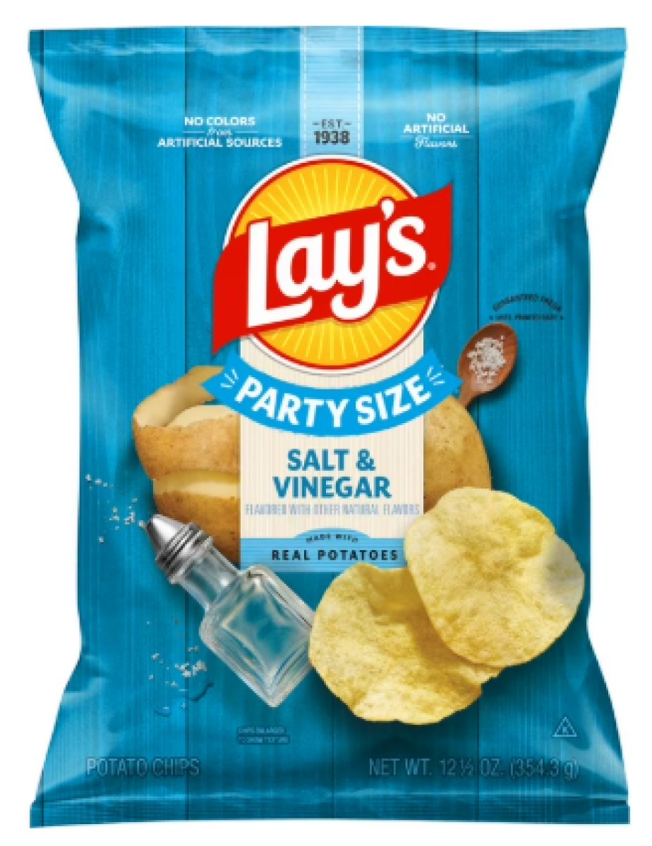Lay's Potato Chips with Salt and Vinegar, Party Size, 12.5 oz Bag