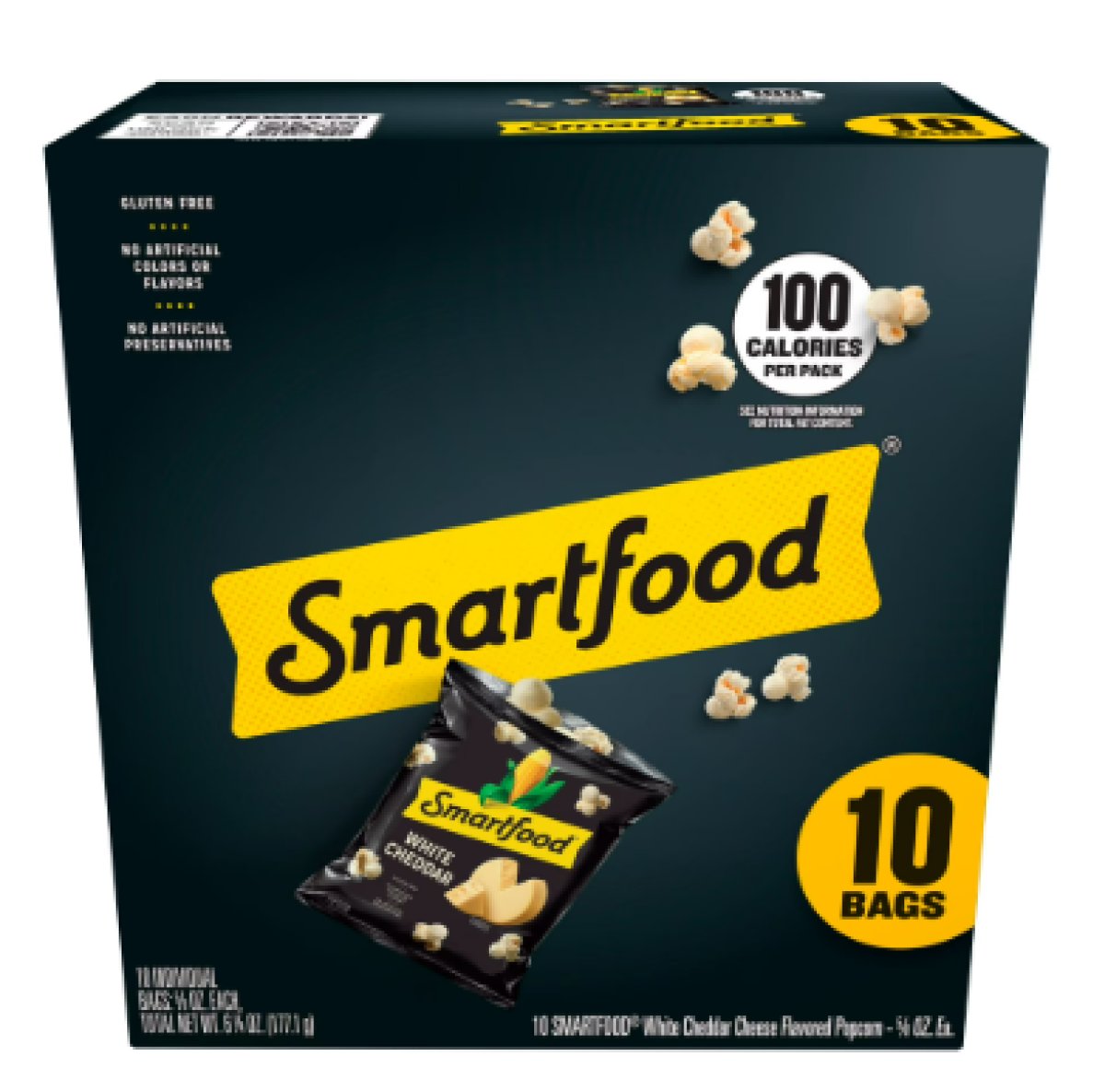 Smartfood White Cheddar Cheese Flavored Popcorn Snacks, 0.625 oz Bags, 10-Count Multi-Bag