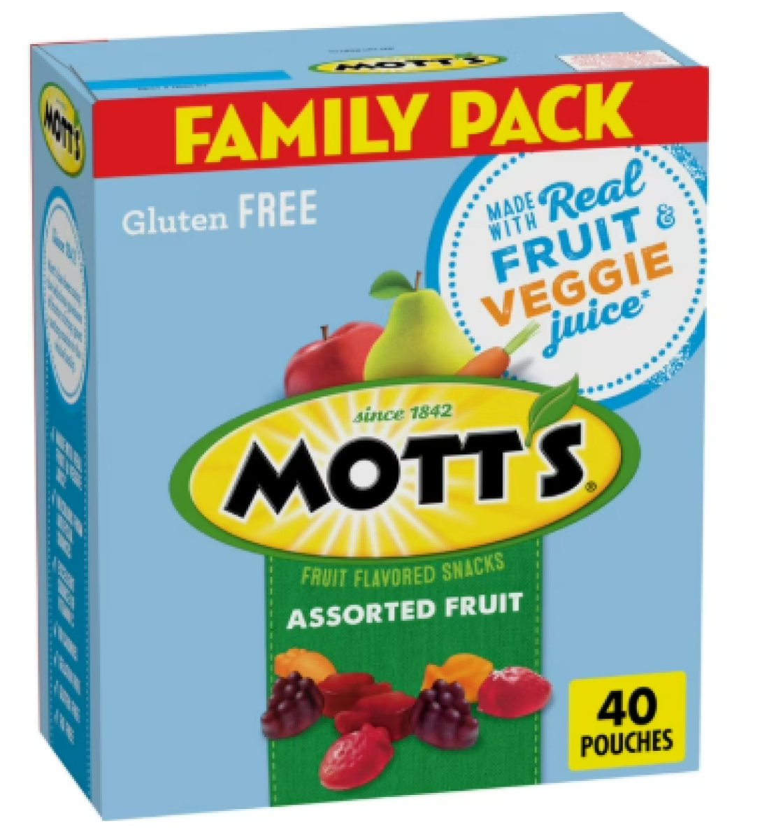 Mott's Assorted Fruit Flavor Snacks Gluten Free (40 Bags)