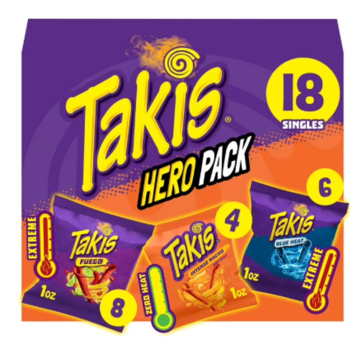 Takis Heroes Variety Pack, 18 Pieces / 1 oz, Assorted Rolled Tortilla Chips
