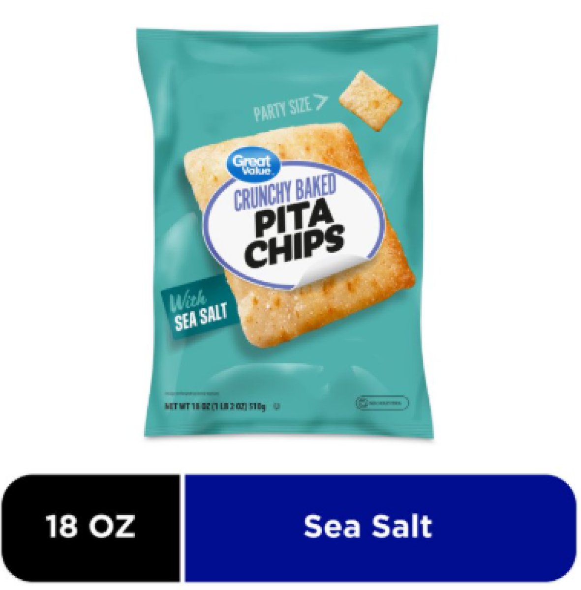 Great Value Pita Chips with Sea Salt, Party Size, 18 oz
