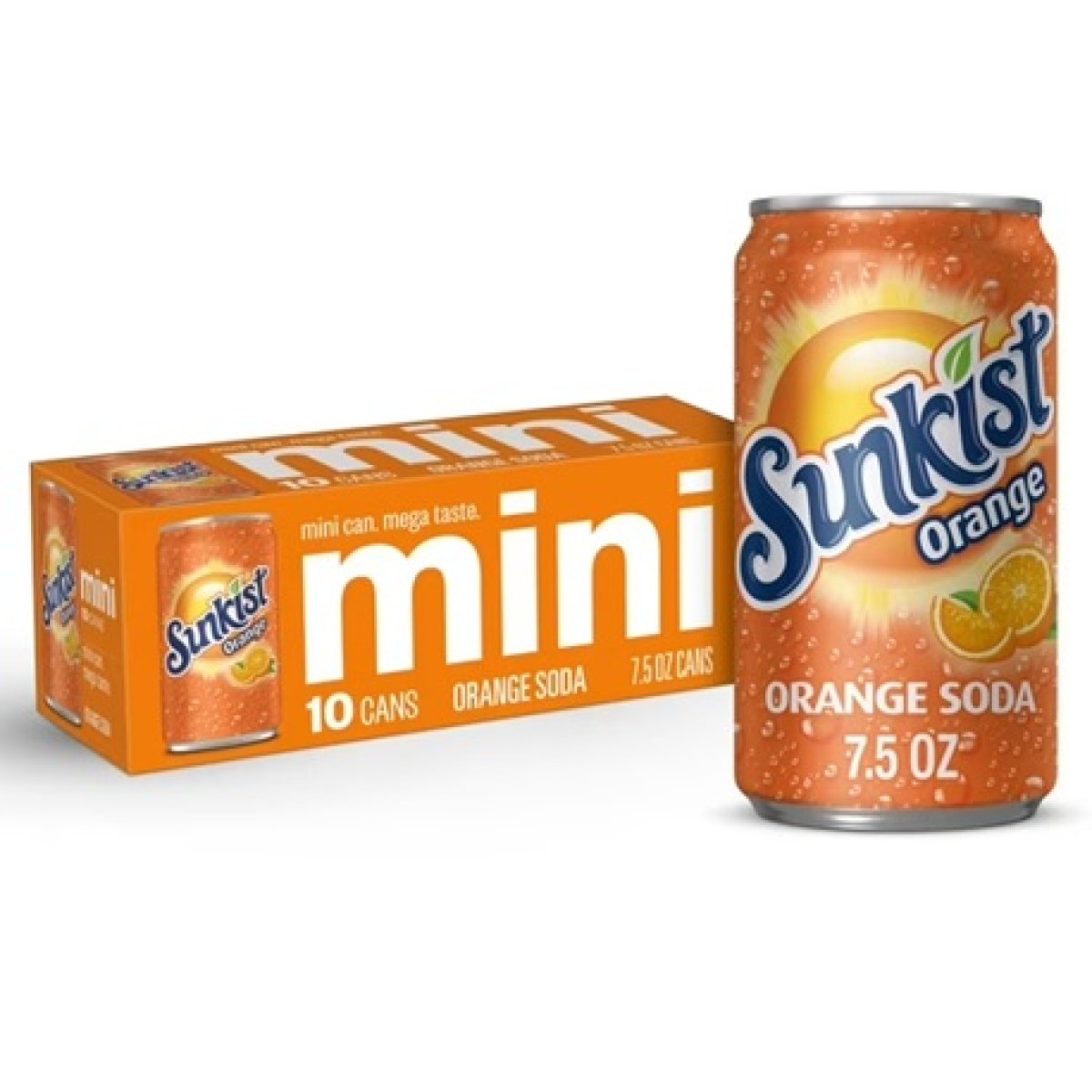 PR Sunkist Orange Soda Pop, 7.5 fl oz, 10 Pack Cans