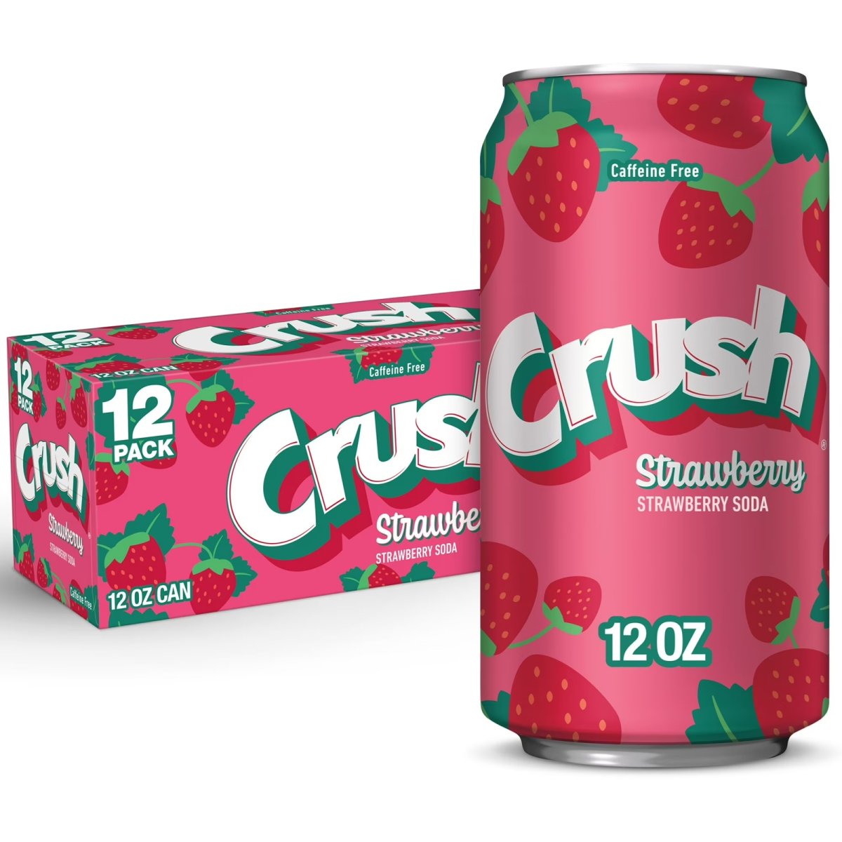 Crush Caffeine-Free Strawberry Soda, 12 fl oz, 12-Pack