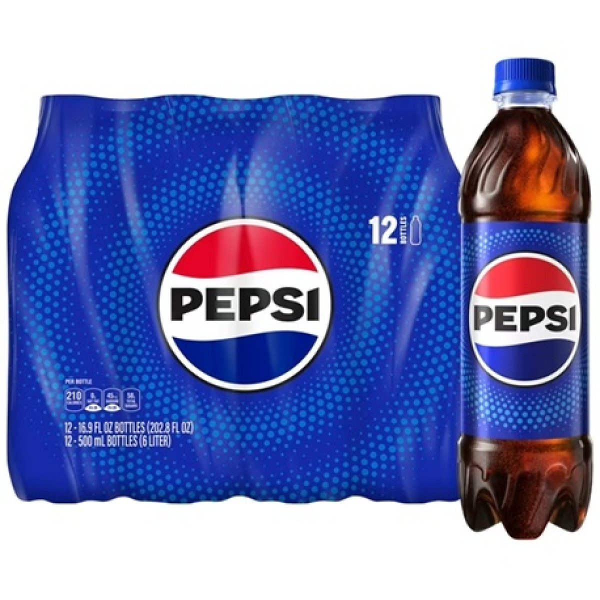 Pepsi Cola Soda Pop, 16.9 fl oz, 12 Pack Bottles