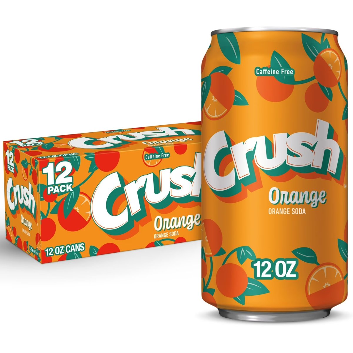 Crush Caffeine-Free Orange Soda, 12 fl oz, 12-Can Pack