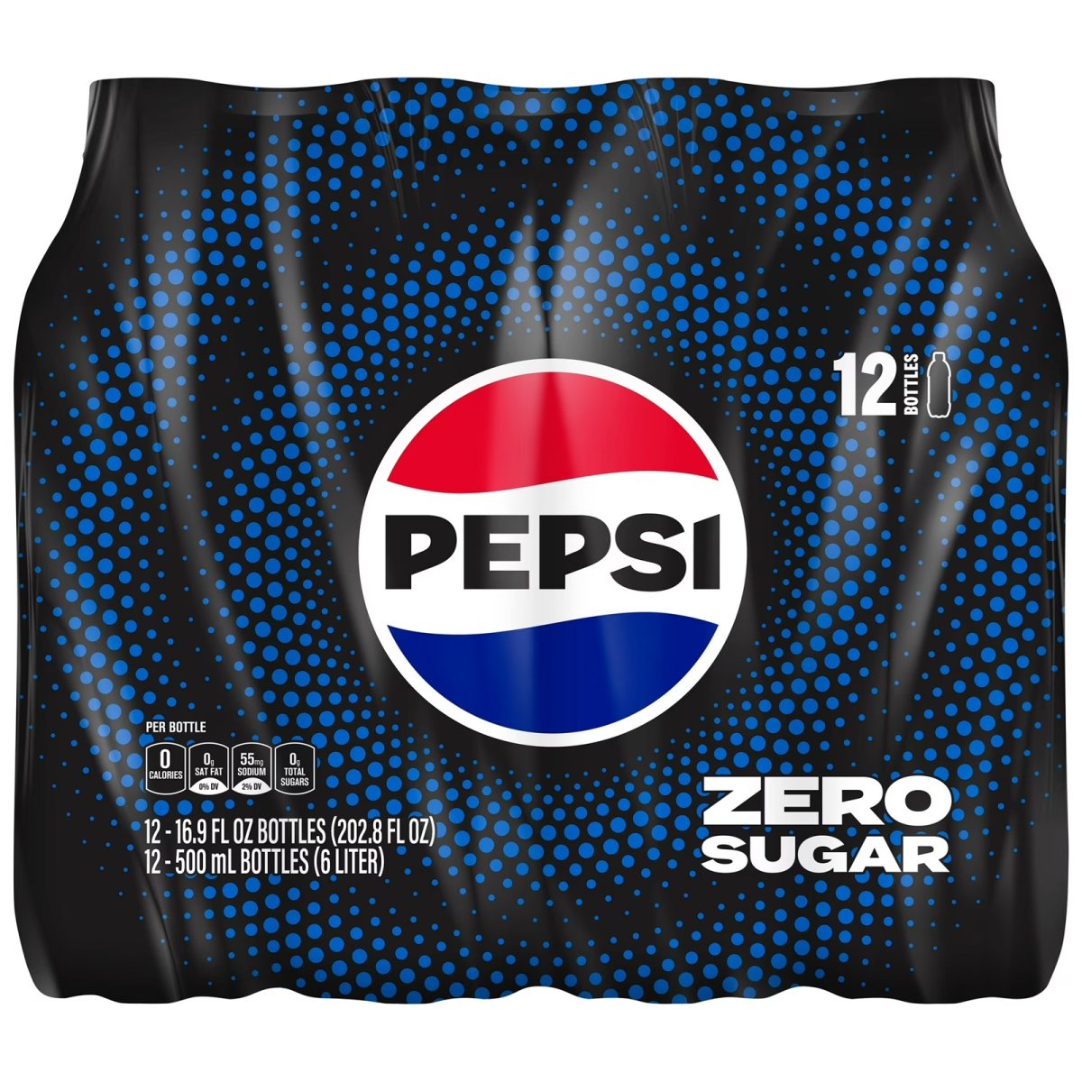 Pepsi Cola Zero Sugar Soft Drink, 16.9 fl oz, 12-Pack