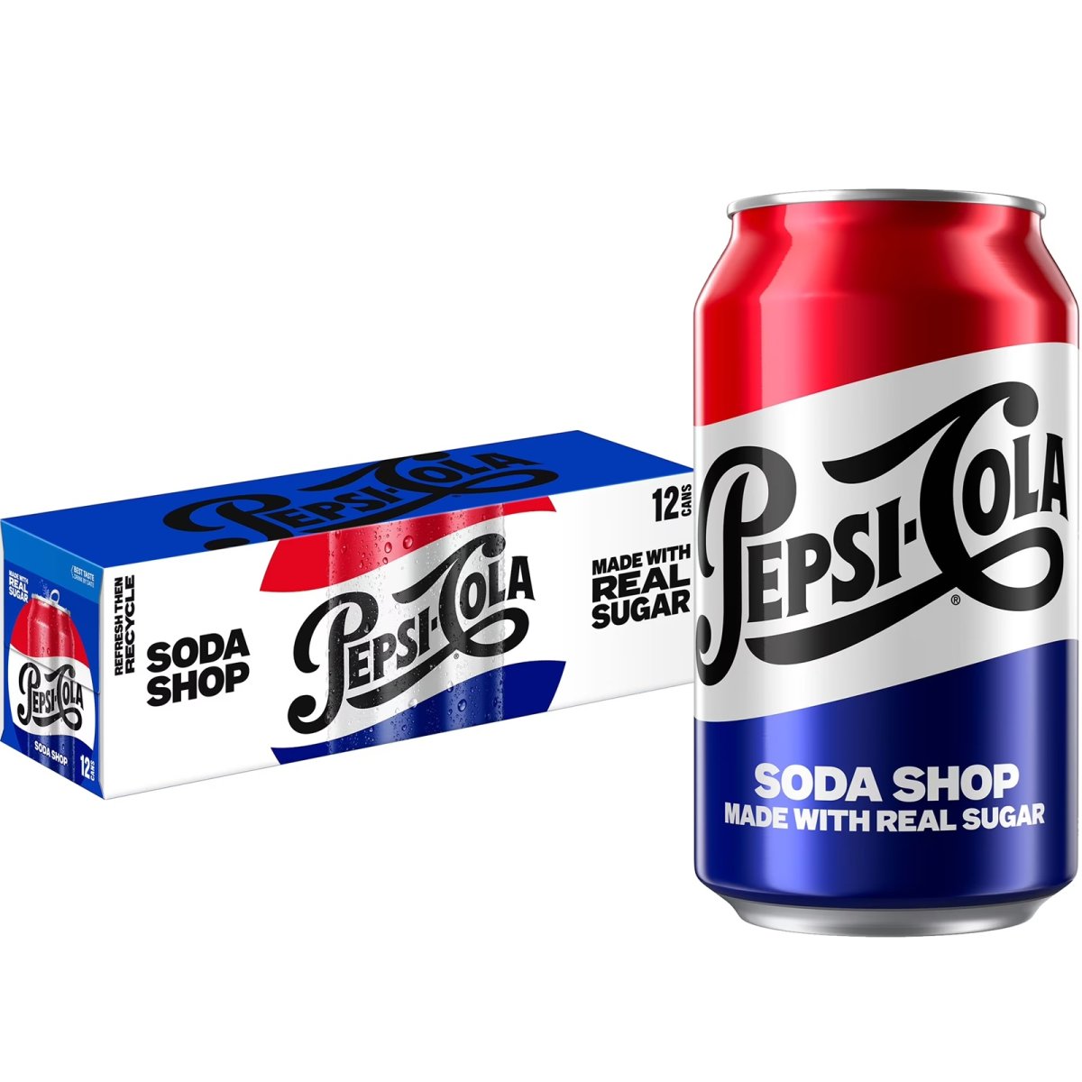 Pepsi Made with Real Sugar Cola 12 fl oz, 12-Pack of Cans