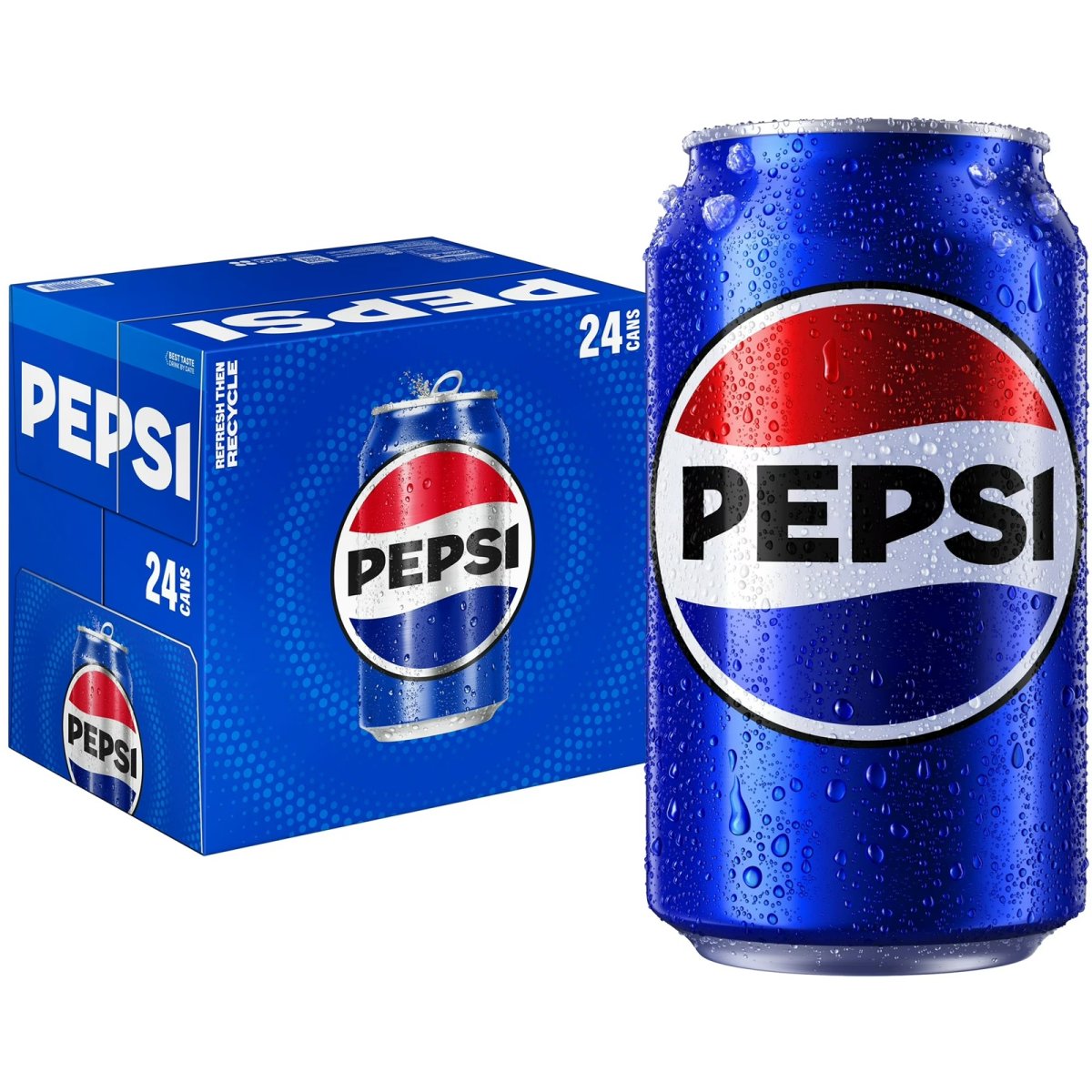 Pepsi Cola Soda Pop, 12 oz Cans, 24 Pack