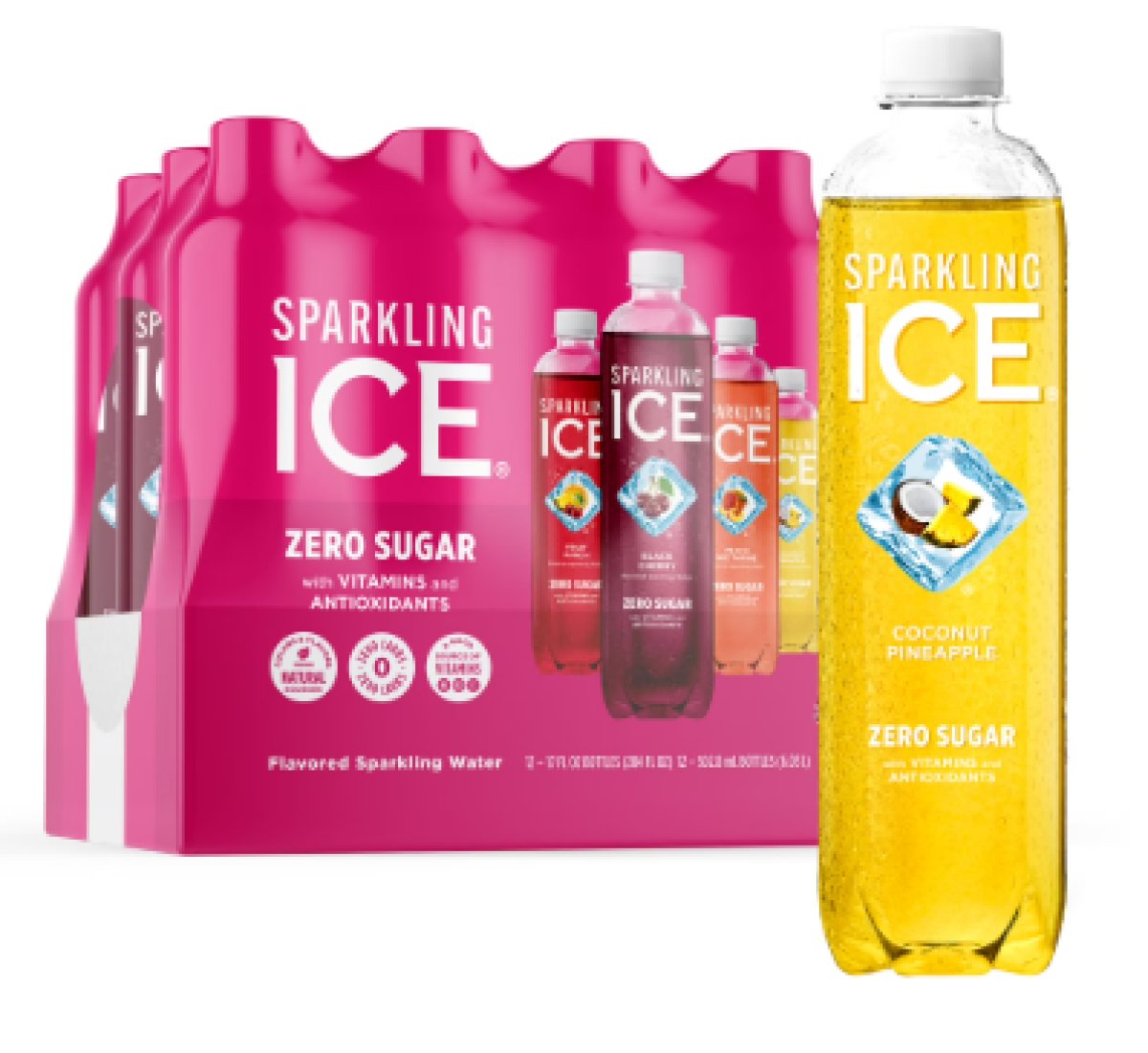 Sparkling Ice Variety Pack Pink Flavored Sparkling Water, 17 fl oz, 12 Units