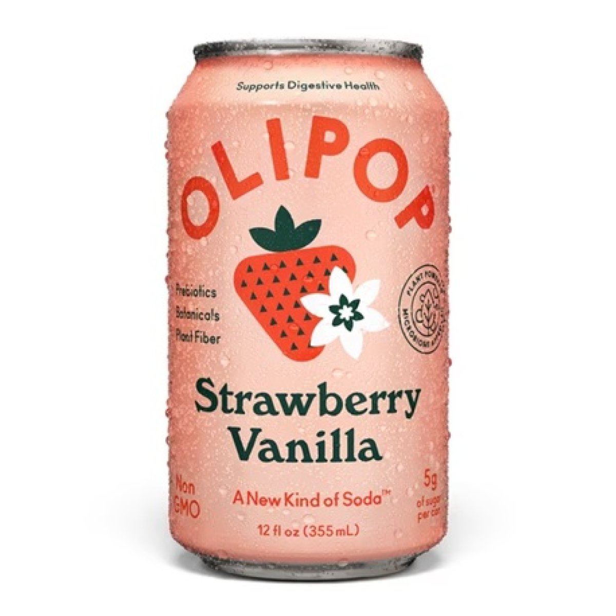 OLIPOP Prebiotic Soda, Strawberry Vanilla, 12 fl oz, Refrigerated