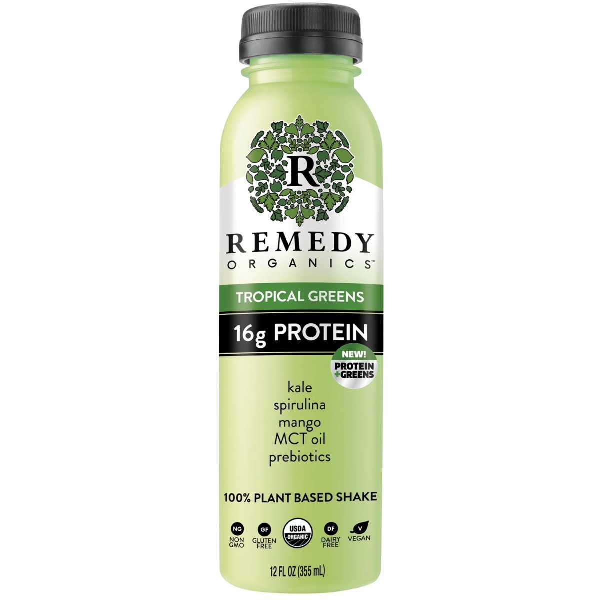 Remedy Organics Plant-Based Tropical Greens Instant General Wellness Nutritional Shake, 12 fl oz