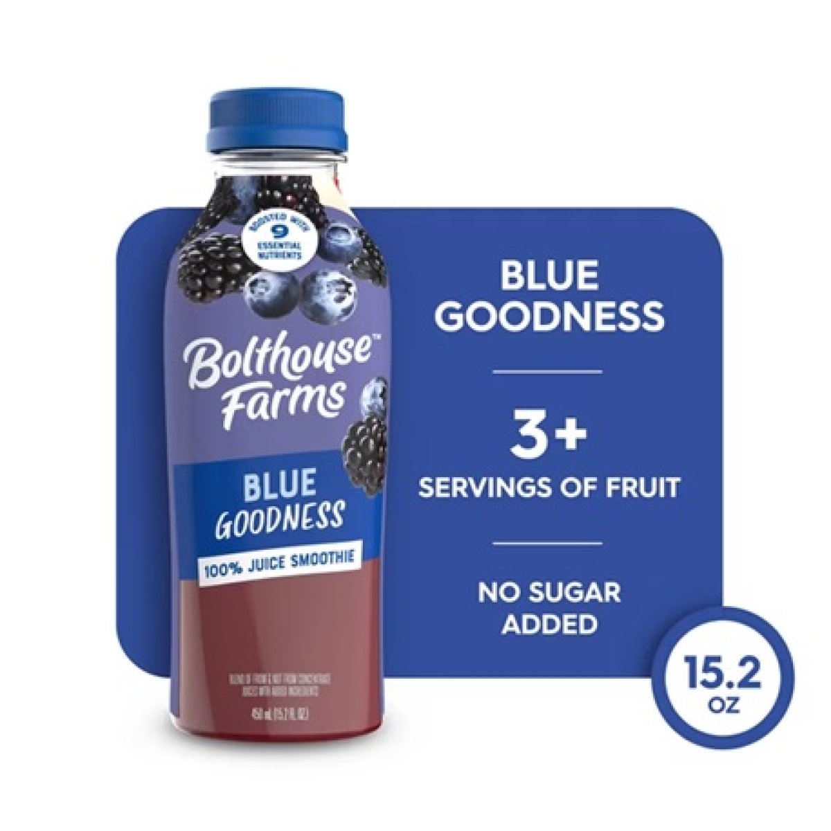 Bolthouse Farms Fruit Juice Smoothie, Blue Goodness, 15.2 fl. oz. Bottle