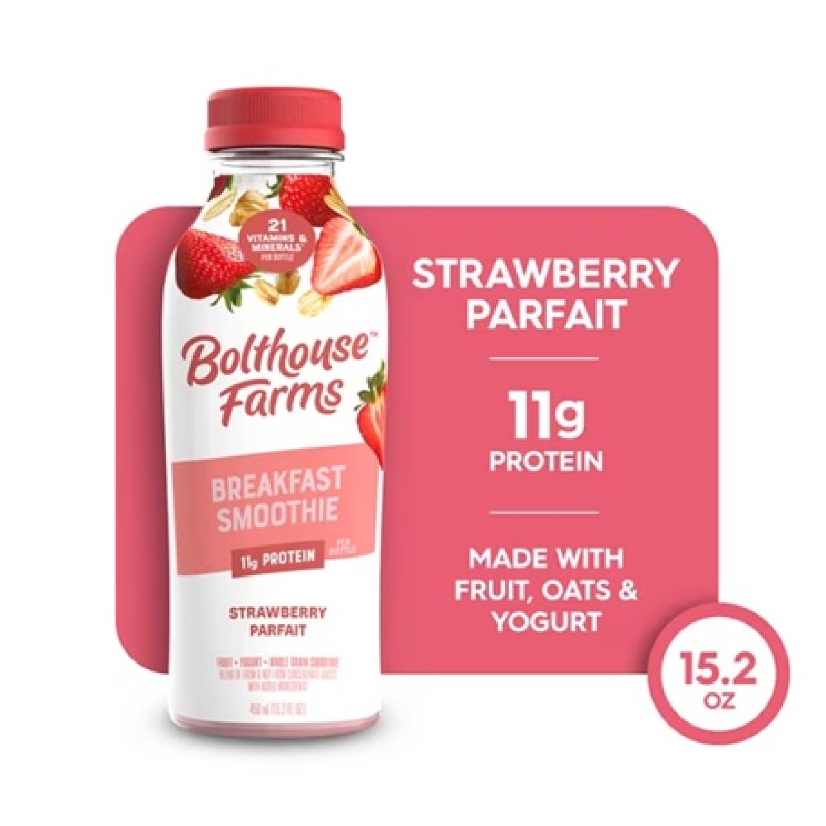 Bolthouse Farms Fruit Smoothie, Strawberry Parfait, 15.2 fl. oz. Bottle