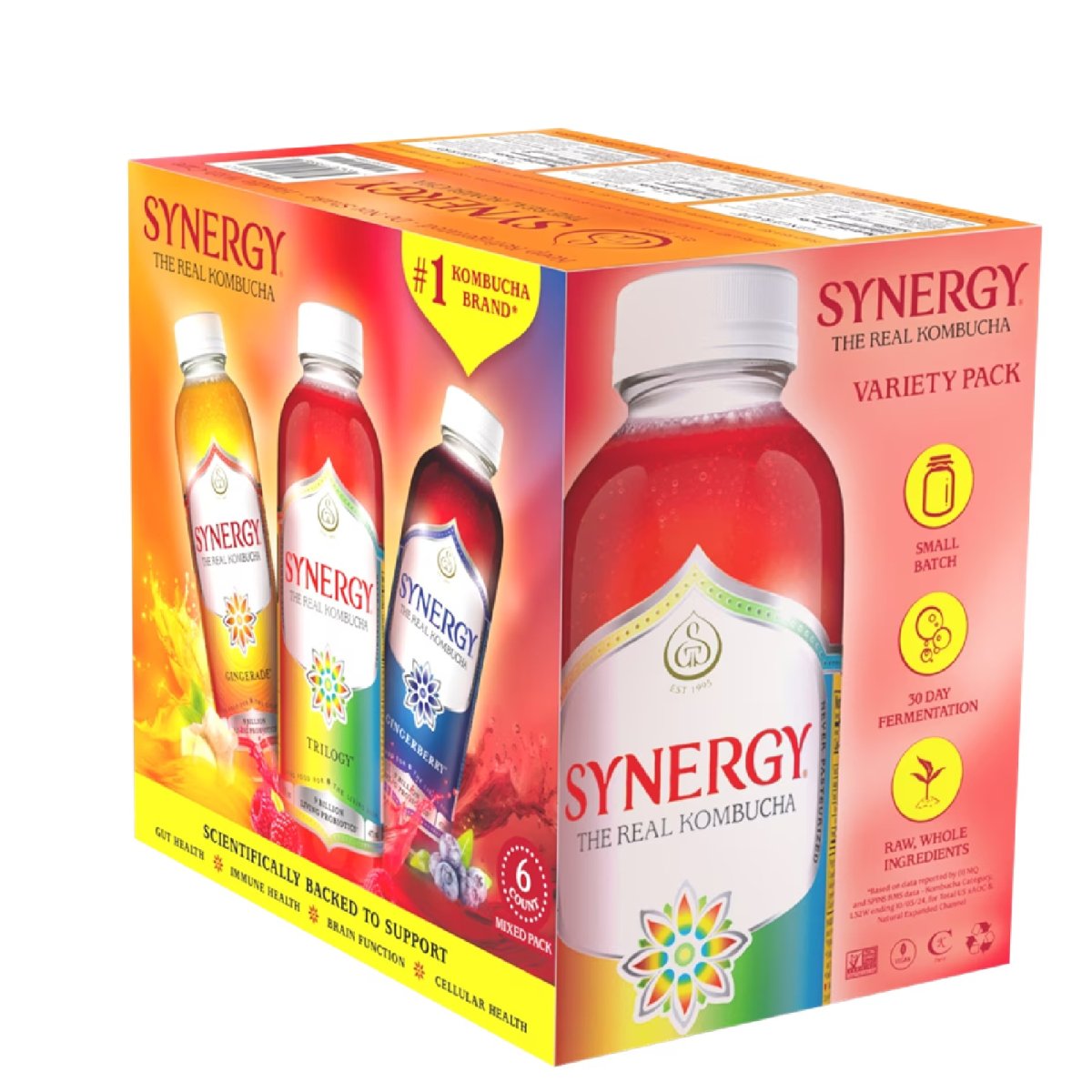 GT's Refrigerated Kombucha Variety Pack, 6 Pack, 16 Fl Oz Bottles