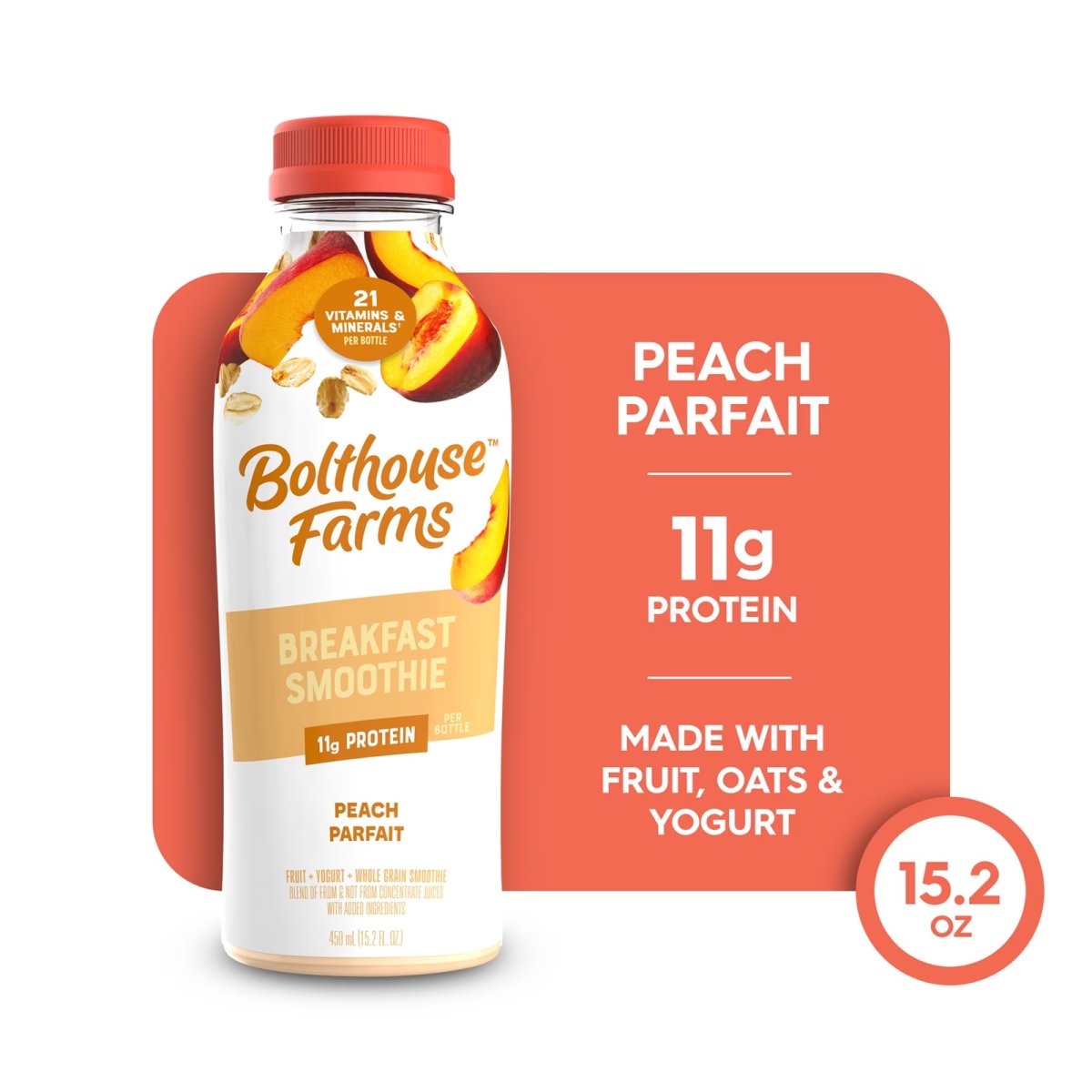 Bolthouse Farms Fruit Smoothie, Peach Parfait, 15.2 fl. oz. Bottle