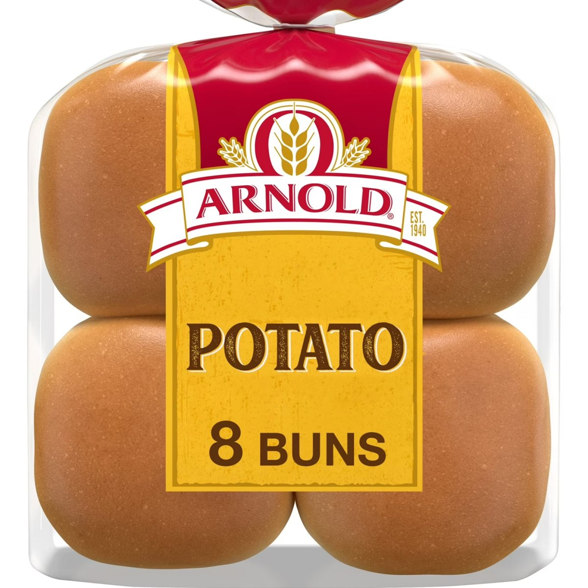 Arnold Potato Buns, 8 count, Hamburger Buns, 16 oz Bag
