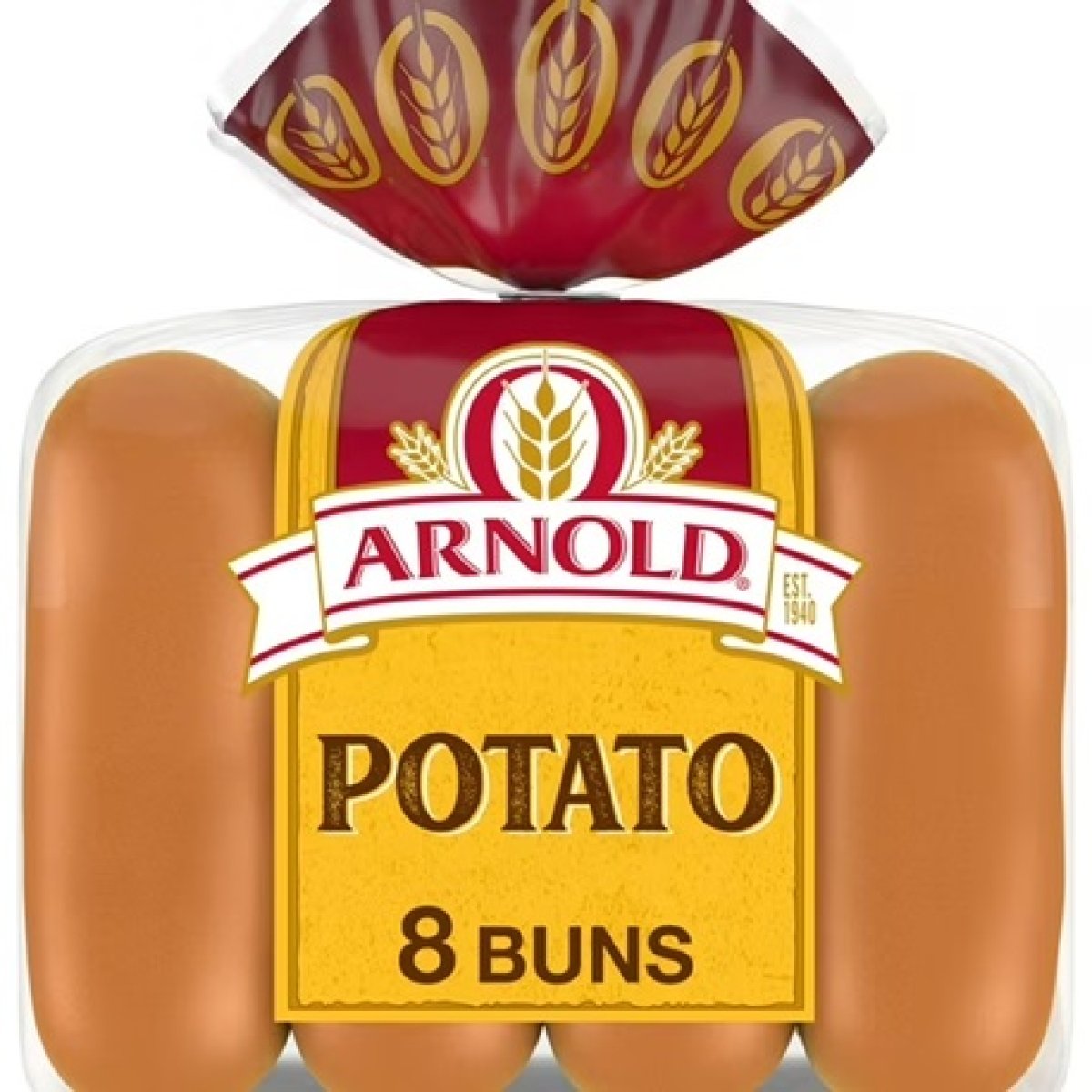 Arnold Potato Buns, 8 count, Hot Dog Buns, 16 oz Bag