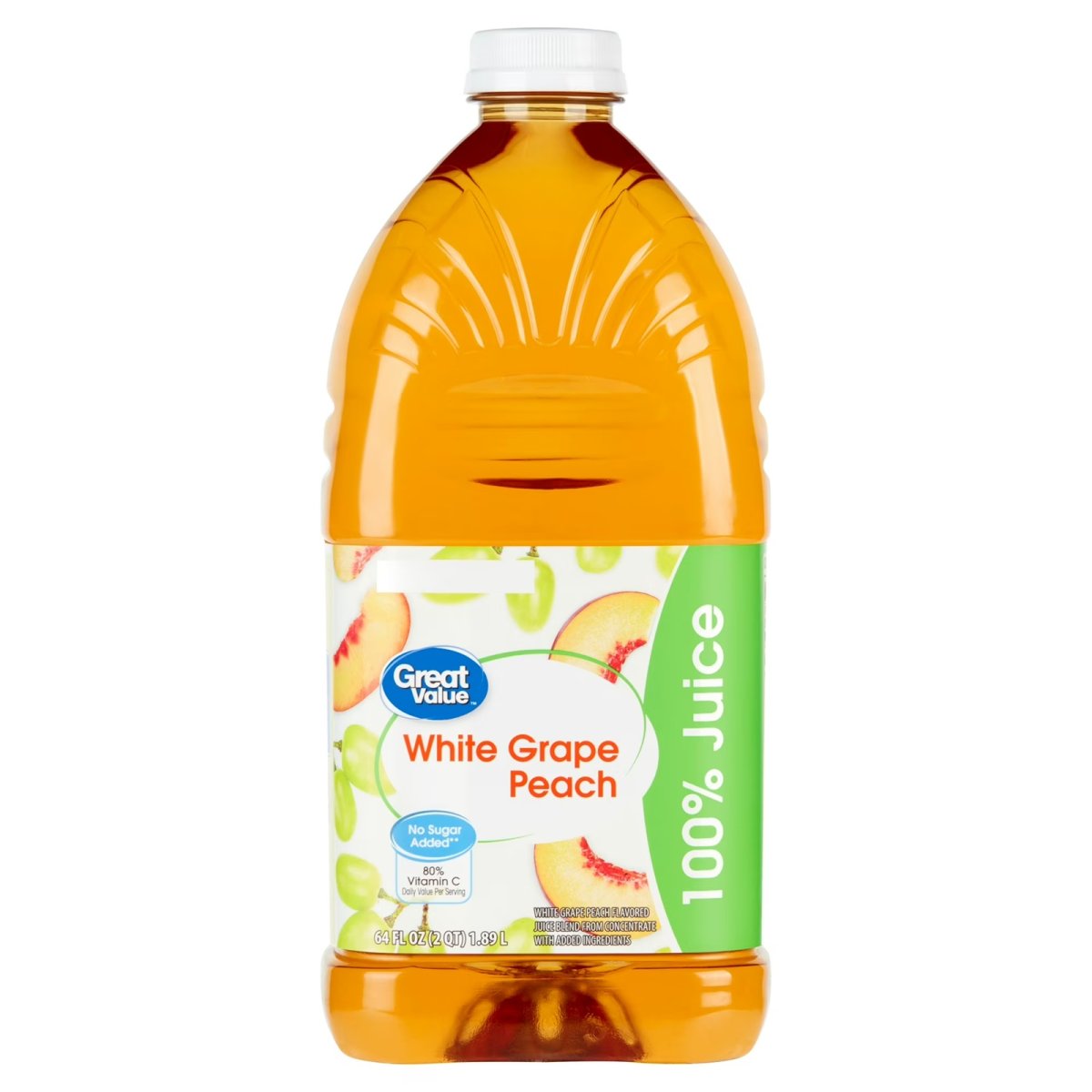 Great Value White Grape 100% Peach Juice, 64 fl oz