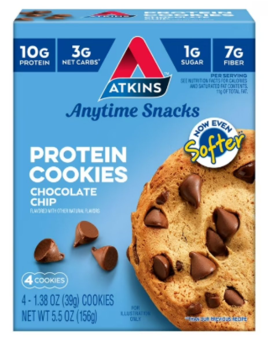 Atkins Soft Chewy Chocolate Chip Protein Cookie, Keto Friendly, High Protein, Low Carb, 4 Count