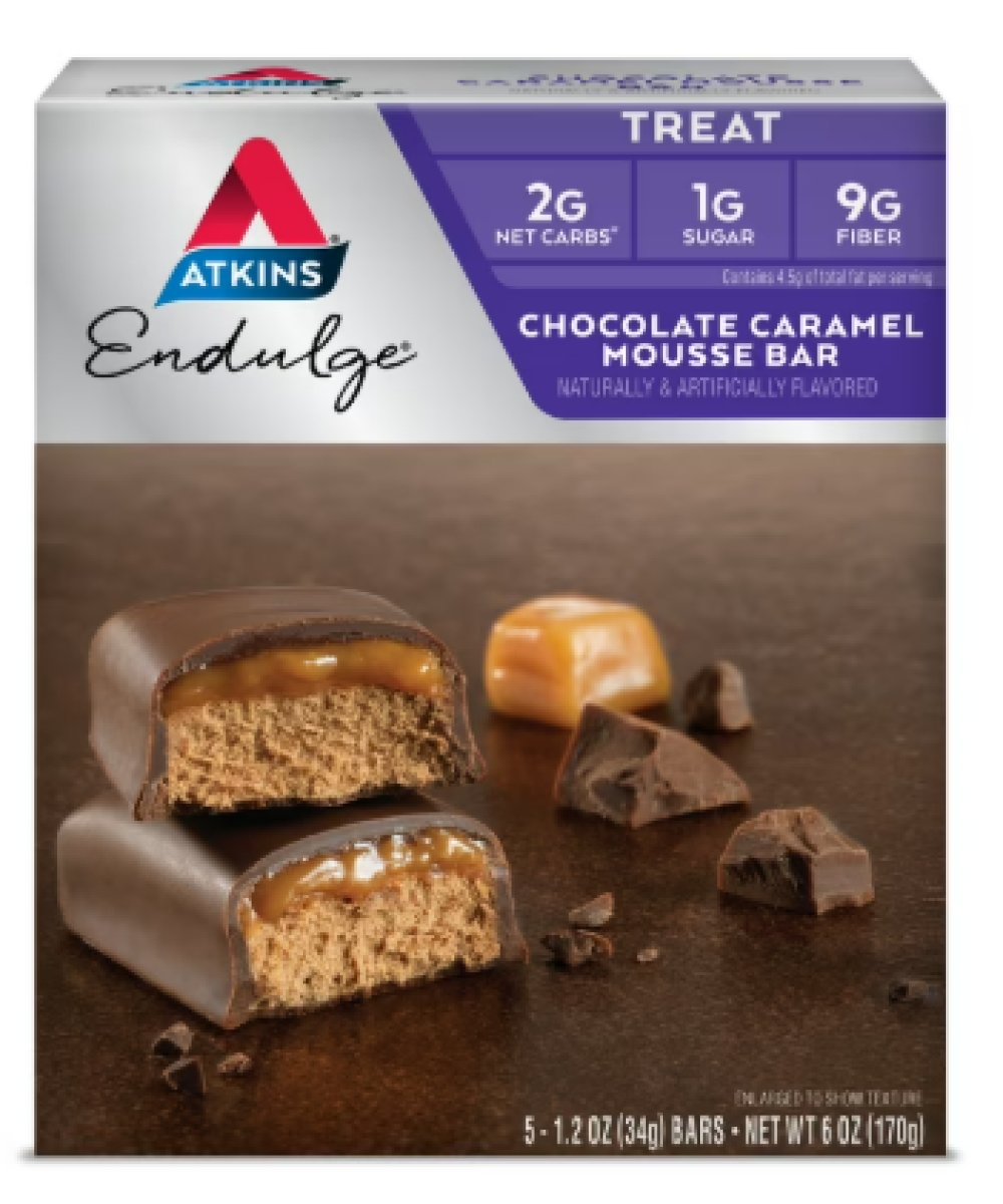 Atkins Endulge Treat, Chocolate and Caramel Mousse Bar, Keto Friendly, 5 Count