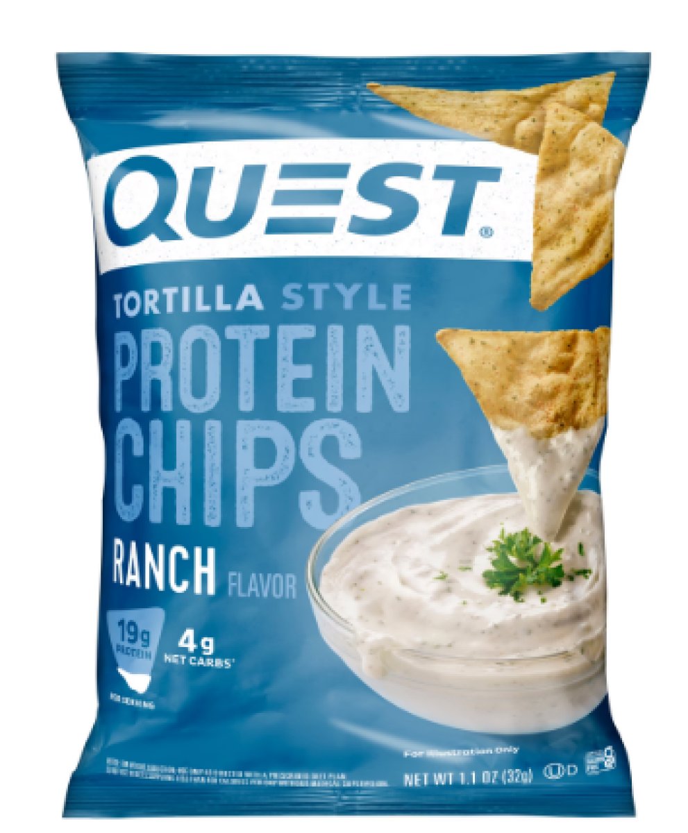 Quest Tortilla Style Protein Chips with 19g of Ranch Flavor, 1.1 oz, Single