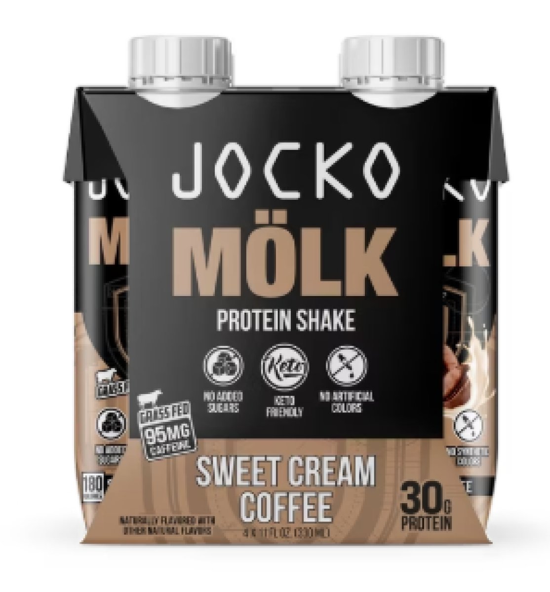 Jocko Fuel Protein Shake Coffee with Sweet Cream, 11 oz, 4 Units, 30g of Protein