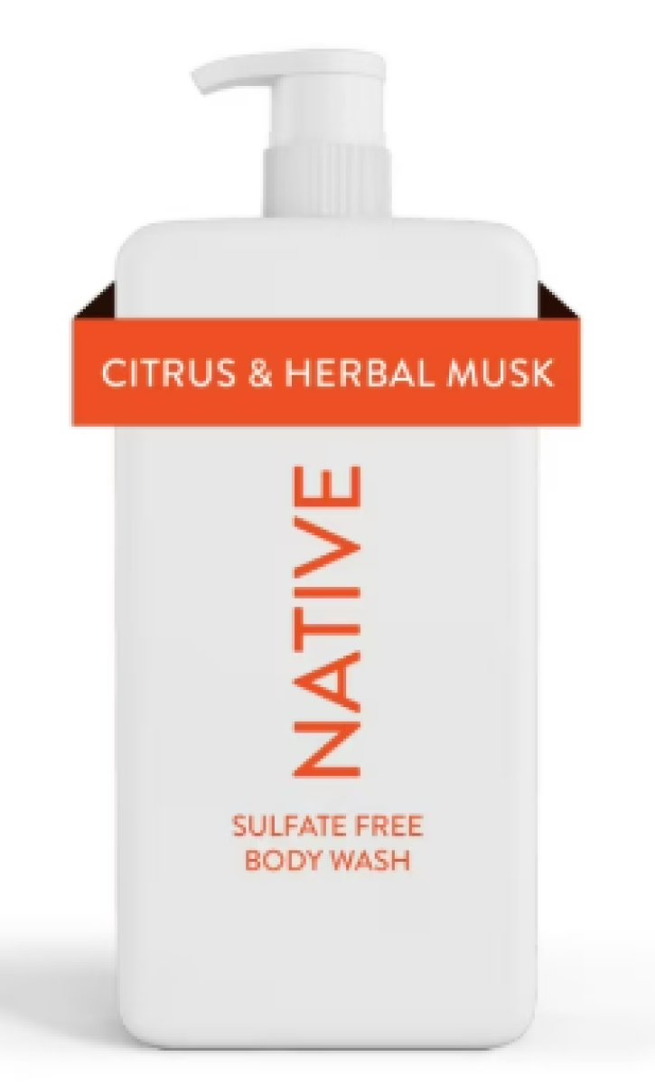 Native Body Wash, Citrus & Herbal Musk, Sulfate-Free, Paraben-Free, for Men & Women, 36 oz