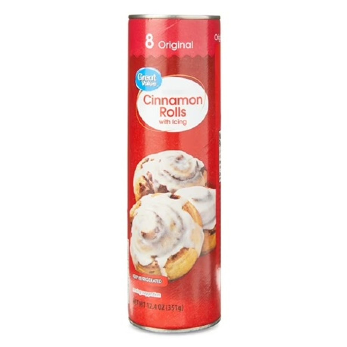 Great Value Cinnamon Roll Dough with Icing, 12.4 oz,8 Count