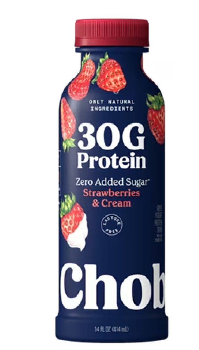 Chobani 30G Low Fat Greek Yogurt Drink with Protein Strawberries and Cream 14 fl oz Bottle