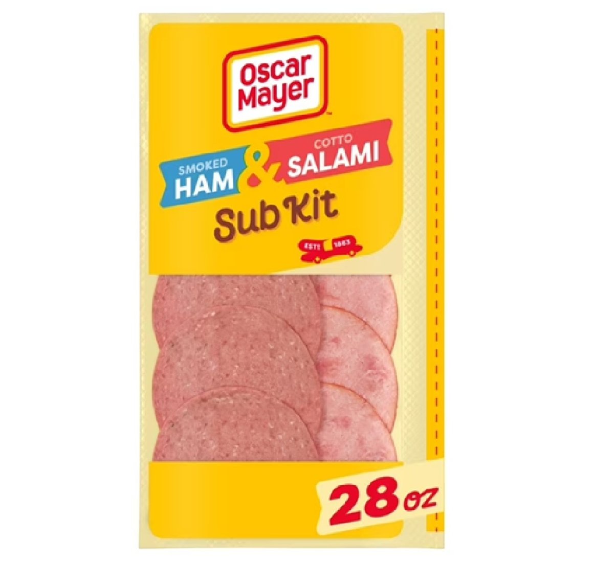 Oscar Mayer Sub Kit with Smoked Ham, Water Product and Sliced ​​Salami, 28 oz Package