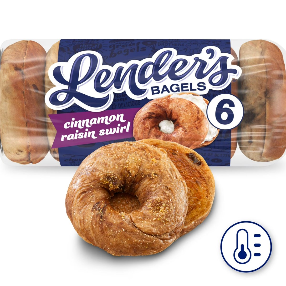 Lender's Original Plain Bagels, 6 count, Pre-sliced Refrigerated Bagels, 17.1 oz Bag