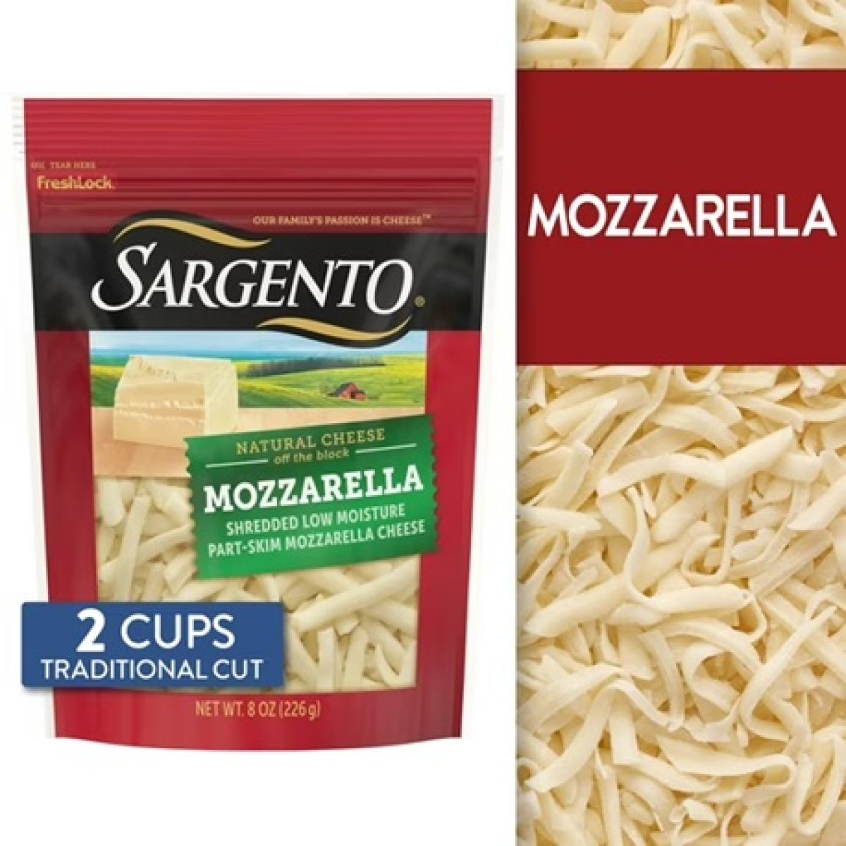 Sargento® Shredded Mozzarella Natural Cheese, Traditional Cut, 8 oz.