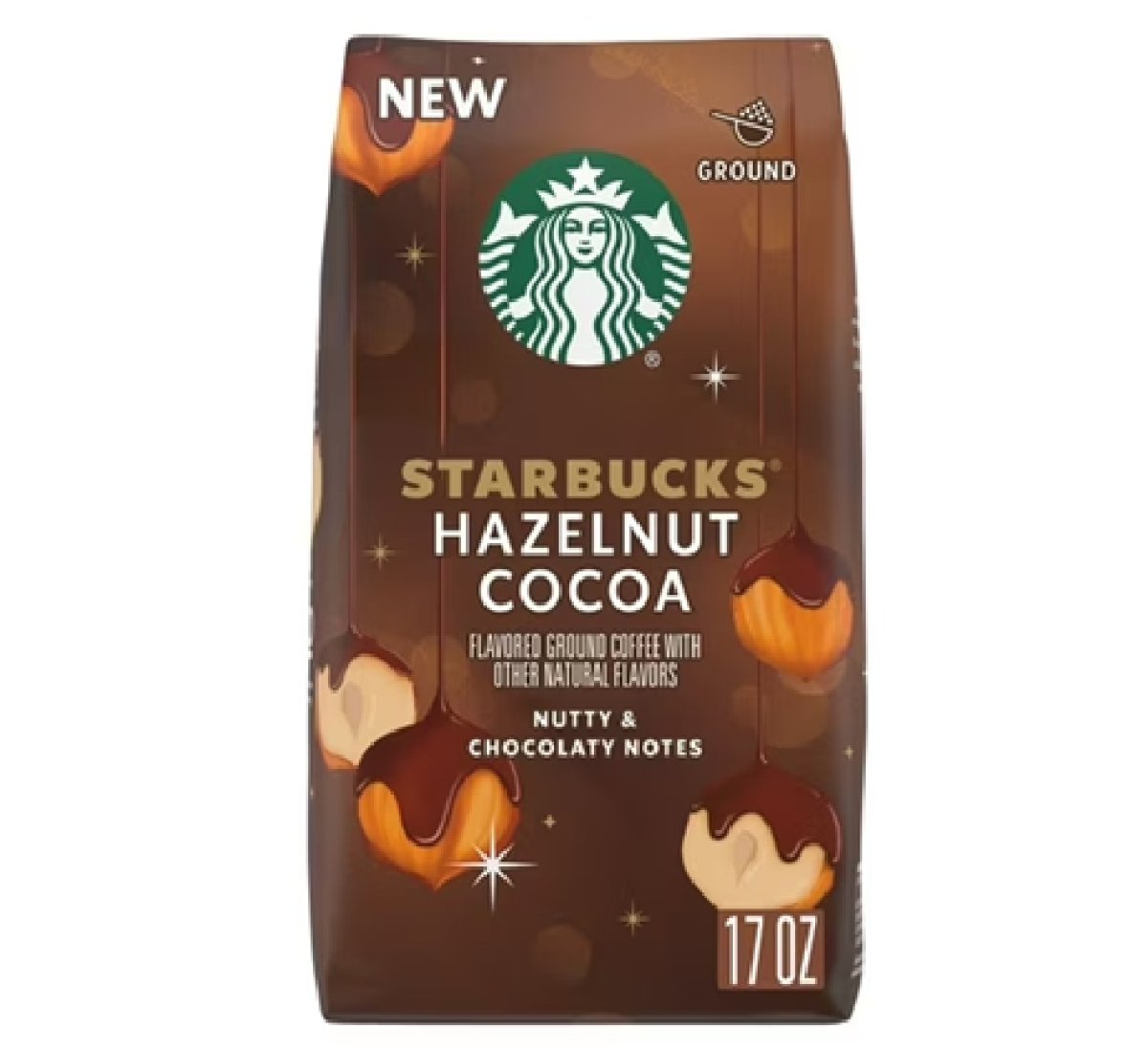 Starbucks Ground Coffee with Cocoa and Hazelnut Flavor, 100% Arabica, 17 oz