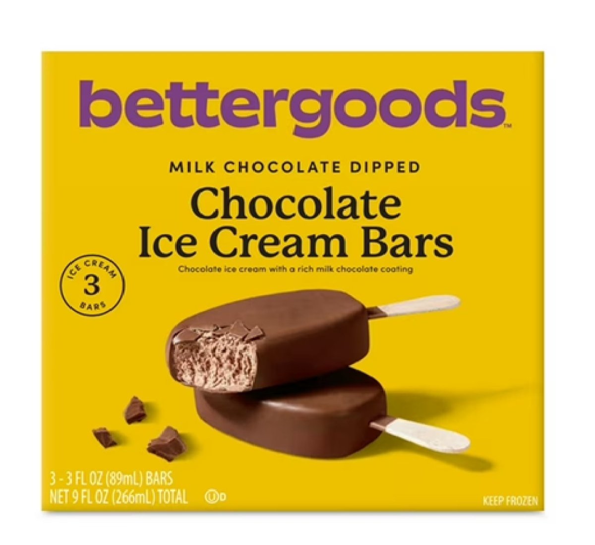 bettergoods Chocolate Milk Chocolate Dipped Ice Cream Bars 3 fl oz, 3 Pack