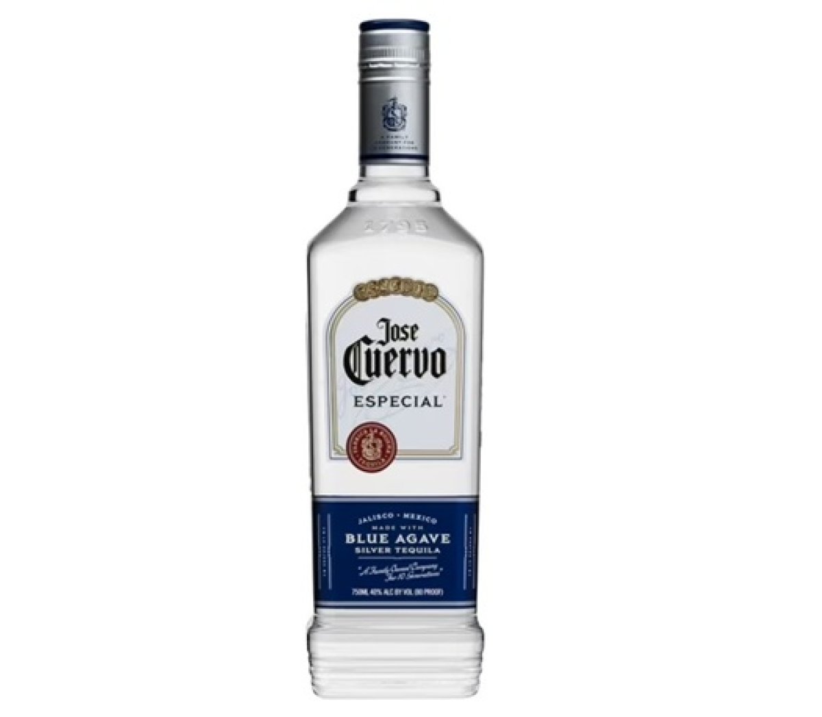 Jose Cuervo Tequila Especial Plateado 40% ABV, 80 Degrees, 1 Unit, 750 ml Glass Bottle