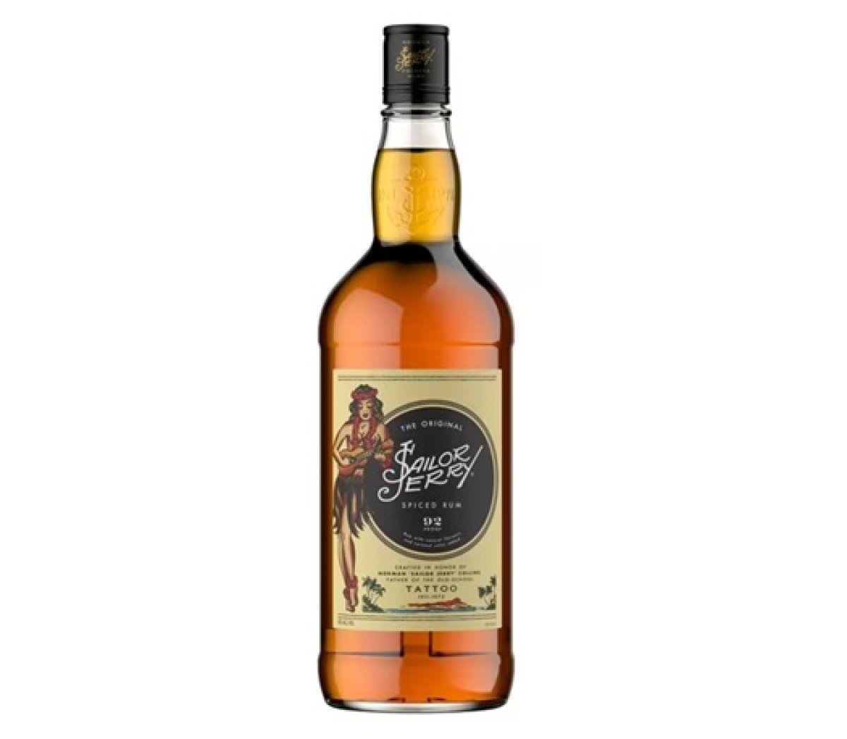 Sailor Jerry Spiced Rum, 750ml Glass Bottle, 46% ABV 92 Degrees