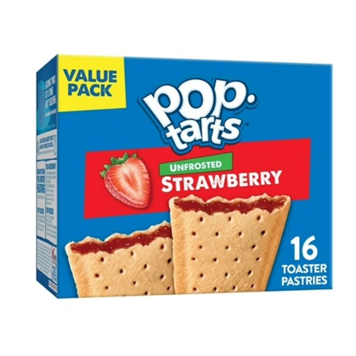 Pop-Tarts Unglazed Strawberry Toaster Cakes, Breakfast Food, Shelf Stable, 27 oz (16 Count)