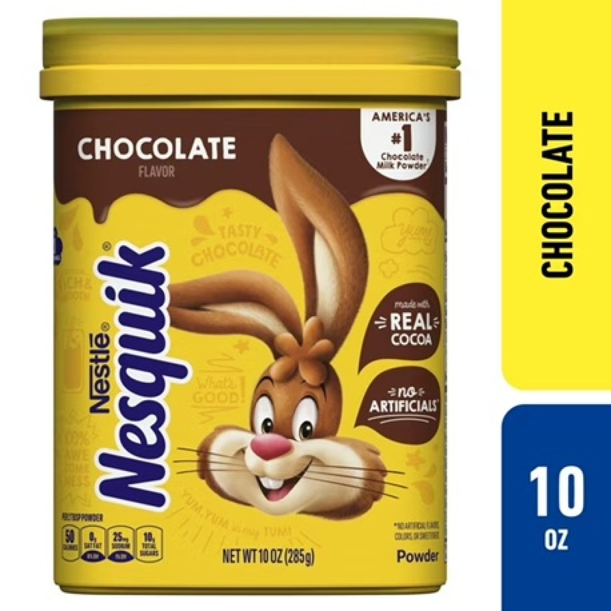 Nestlé Nesquik Chocolate Flavored Powdered Drink Mix, 10 oz, Can