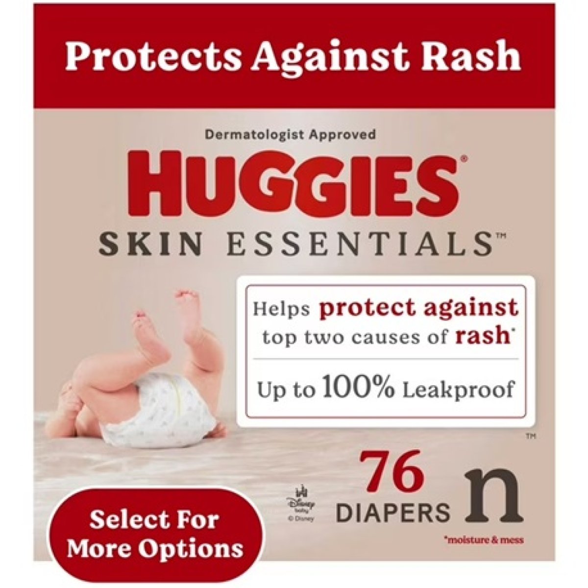 Huggies Skin Essentials Baby Diapers Newborn Size (6-9 Pounds), 76 Count (Select to See More Options)